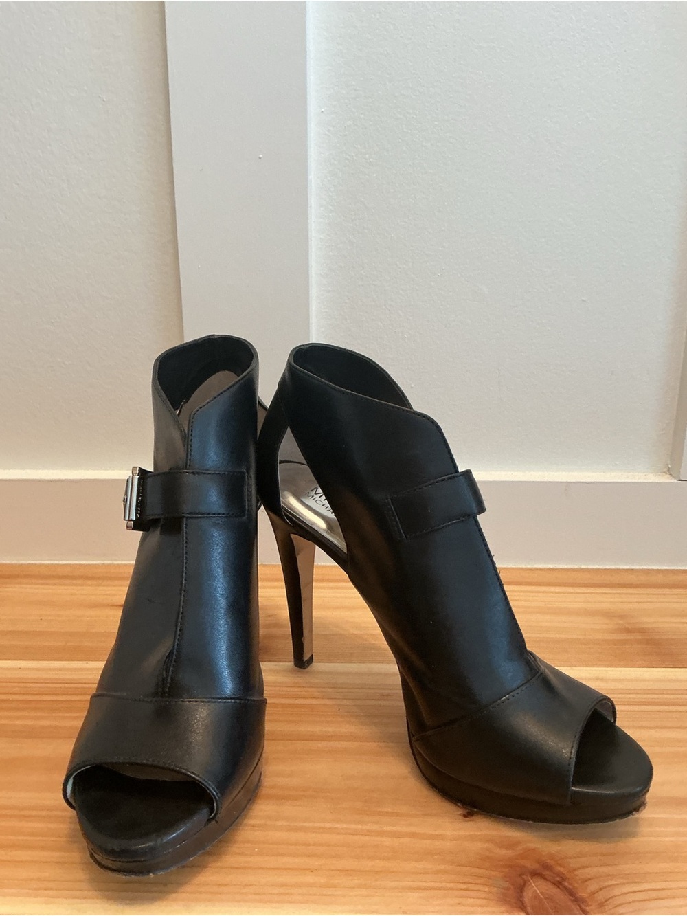 Michael Kors Black Peep-Toe Stiletto Booties